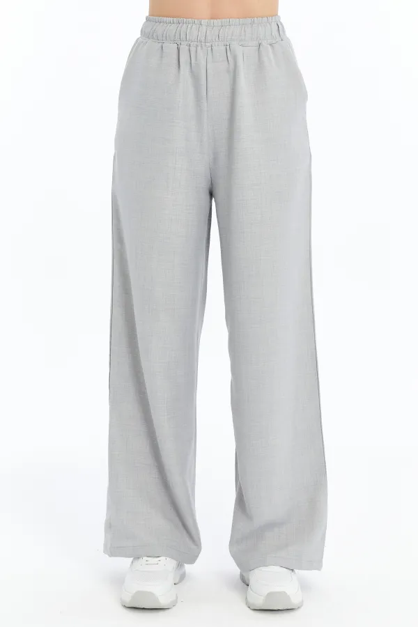 Kadın Pantolon Keten Karışımlı Belİ Lastikli Kırışmaz Kumaş Pantolon KETEN-PANTOLON
