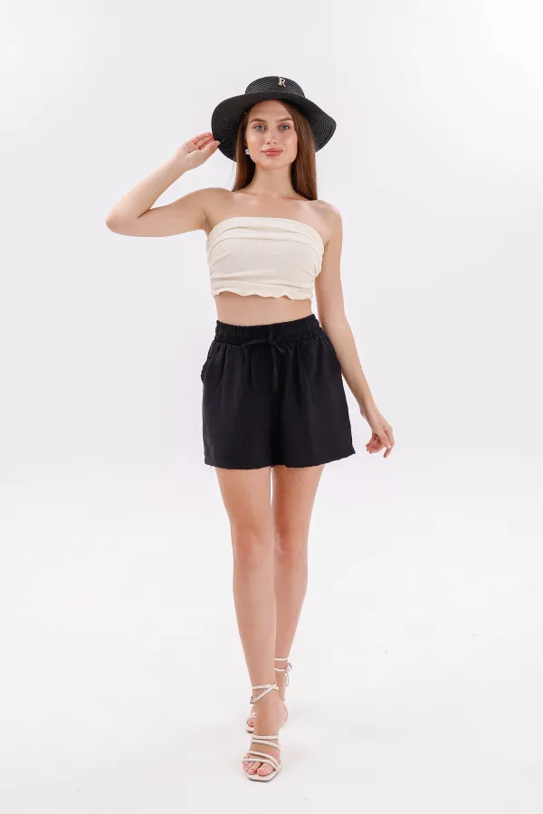 Short en coton Aerobin pour femme de Genius Store, avec poches, tissu infroissable et taille élastique.