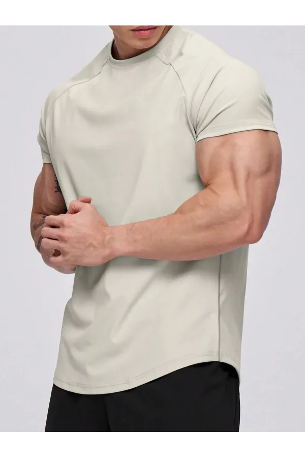 Erkek Spor Tişört Running Sports Gym Reglan Oval Kesim Penye T-shirt OVALT-SHİRT