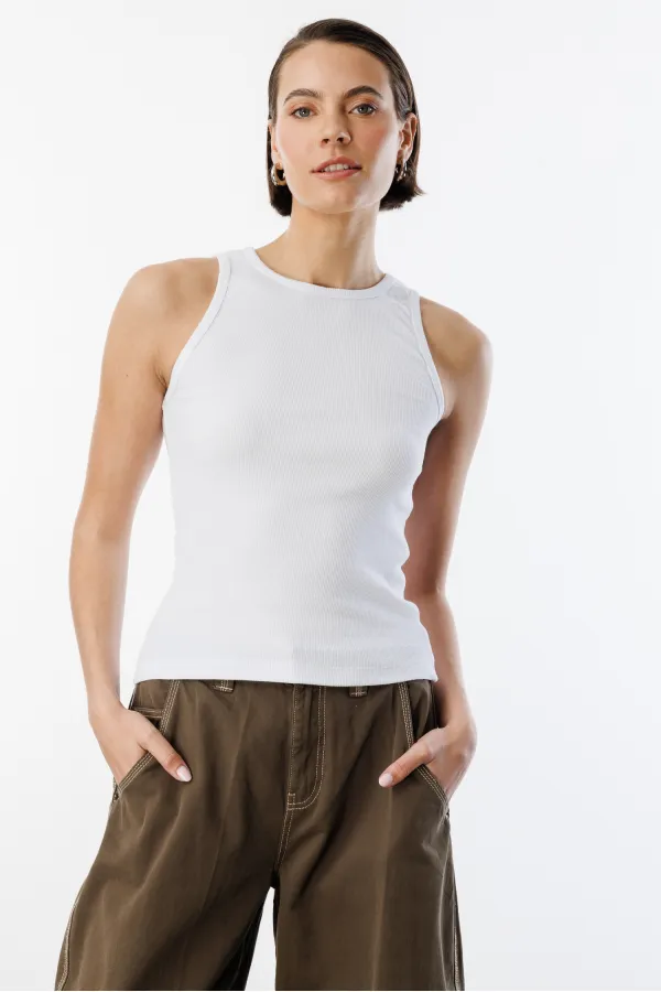 Débardeur basique pour femme à bretelles larges et aspect côtelé ATLET2