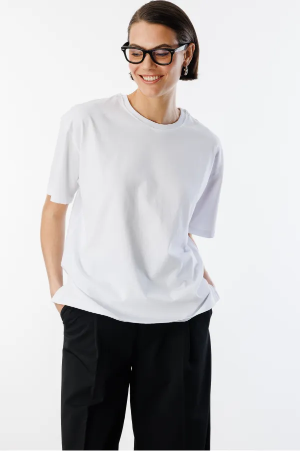 Women's 100% Organic Cotton Relaxed Fit Slit Round Neck T-shirt SLIT-T-SHIRT