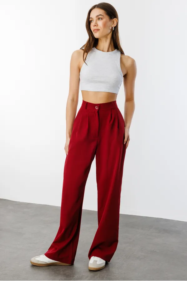 Women's Pleated Fabric High Waist Palazzo Trousers PANTS-002