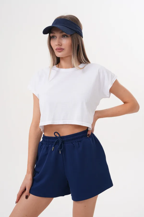 Kadın Modal Şort Beli Lastikli Cepli Şort MODAL-ŞORT