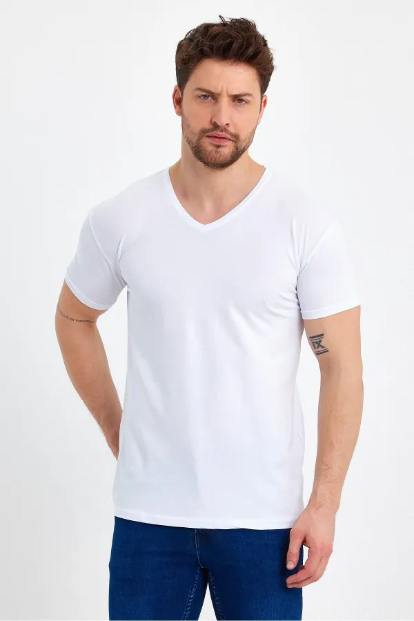 Men's V-Neck Basic Red T-Shirt