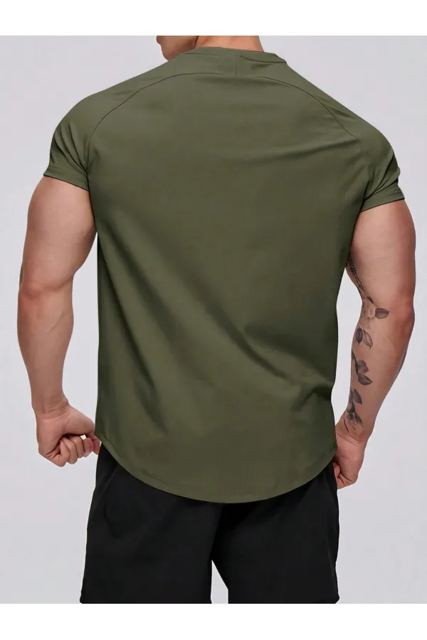 Erkek Spor Tişört Running Sports Gym Reglan Oval Kesim Penye T-shirt OVALT-SHİRT