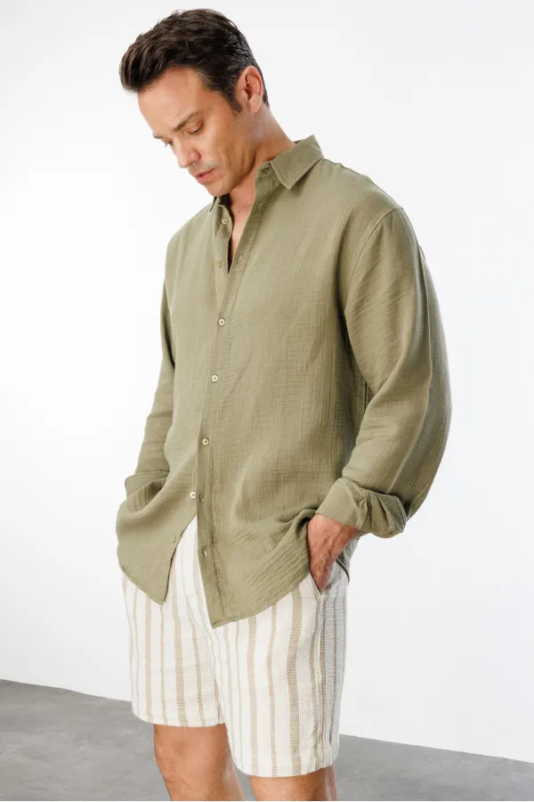 Chemise en mousseline basique oversize pour homme