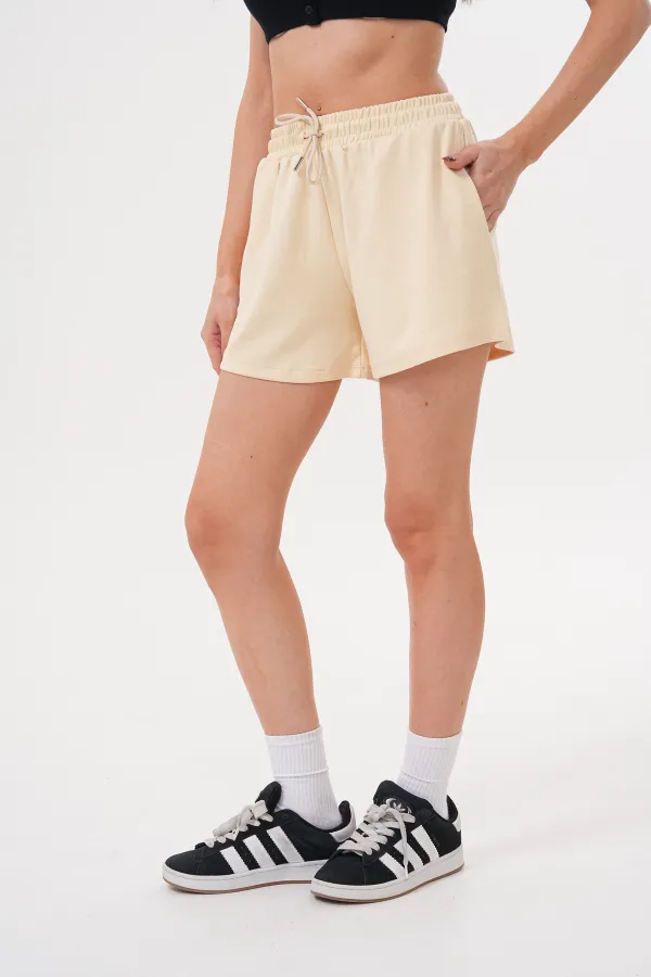 Kadın Modal Şort Beli Lastikli Cepli Şort MODAL-ŞORT
