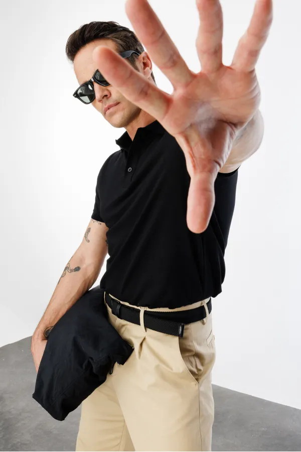  Erkek Çekmeyen Pamuklu Kumaş Regular Fit Standart Kesim Polo Yaka Tişört POLOYAKA-T-SHIRT1