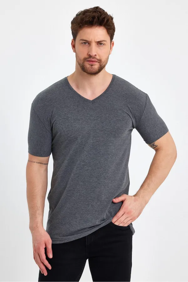 Men's V-Neck Basic Red T-Shirt
