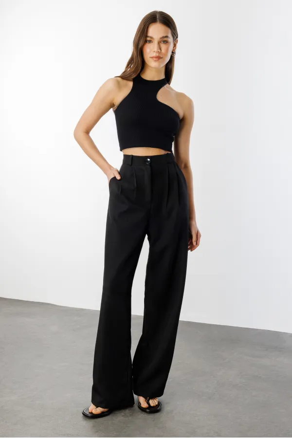Women's Pleated Fabric High Waist Palazzo Trousers PANTS-002