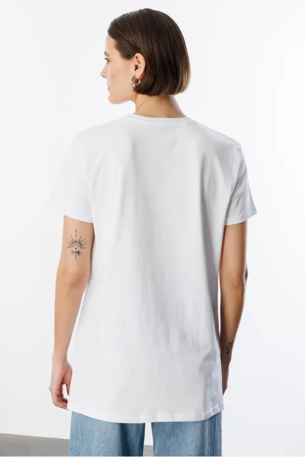 Regular Fit Crew Neck Basic Plain Short Sleeve 100% Cotton Tunic OVERSIZE-TUNIC