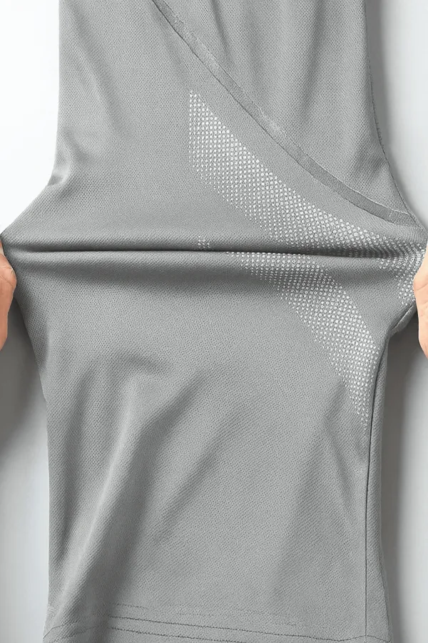 T-shirt de sport pour homme, T-shirt d'entraînement en polyester pour homme, T-shirt rayé