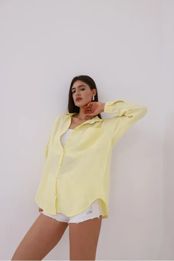 Oversize Basic Müslin Kadın Gömlek KADIN-MÜSLİN-GÖMLEK