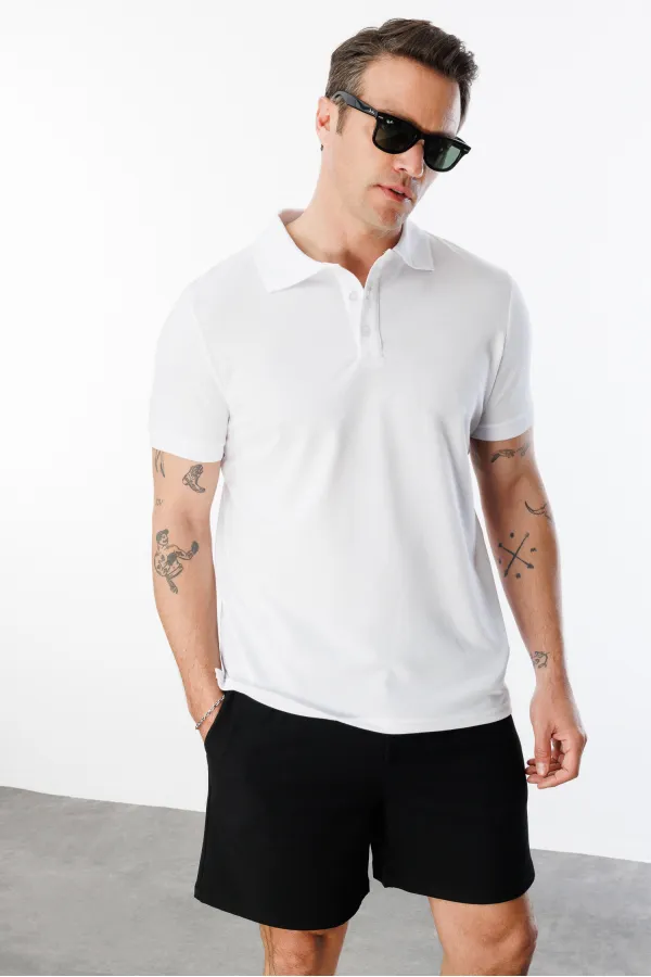  Erkek Çekmeyen Pamuklu Kumaş Regular Fit Standart Kesim Polo Yaka Tişört POLOYAKA-T-SHIRT1