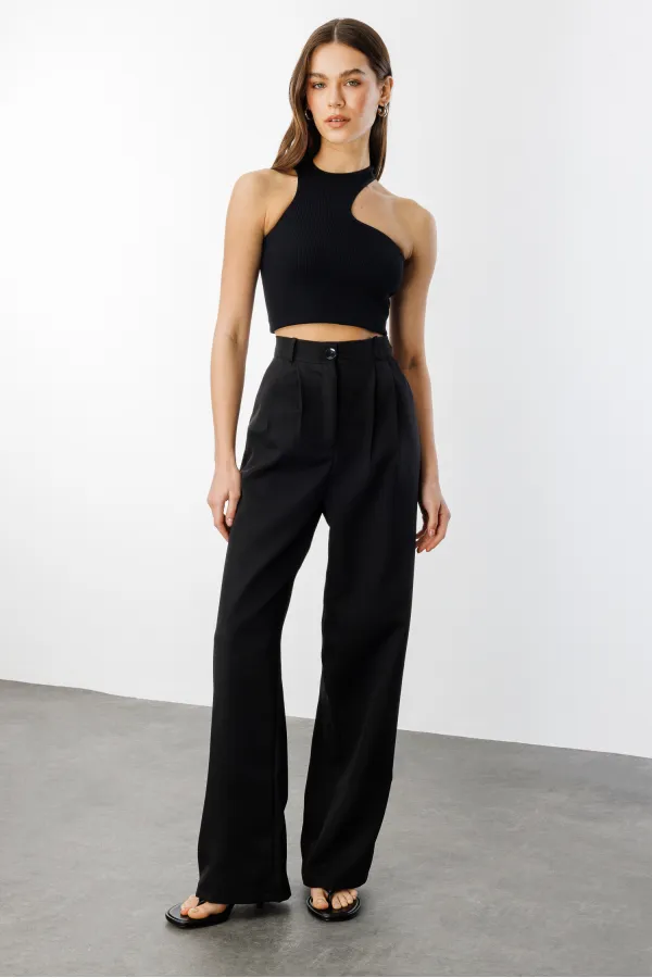 Women's Pleated Fabric High Waist Palazzo Trousers PANTS-002