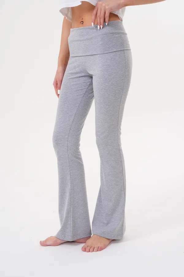 Kadın Pantolon İspanyol Paça Jarse Pamuklu Pantolon YÜKSEK-BEL-PANTOLON