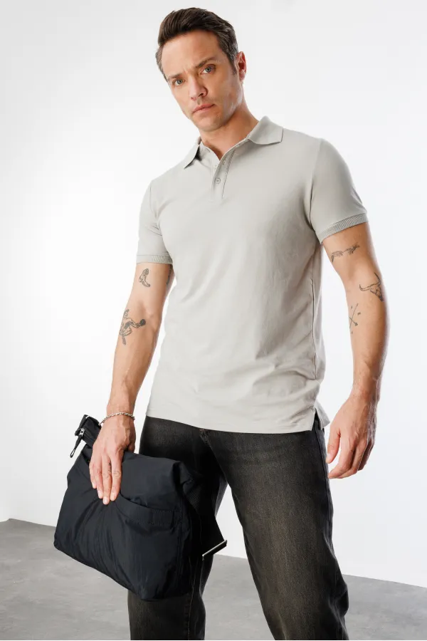  Erkek Çekmeyen Pamuklu Kumaş Regular Fit Standart Kesim Polo Yaka Tişört POLOYAKA-T-SHIRT1
