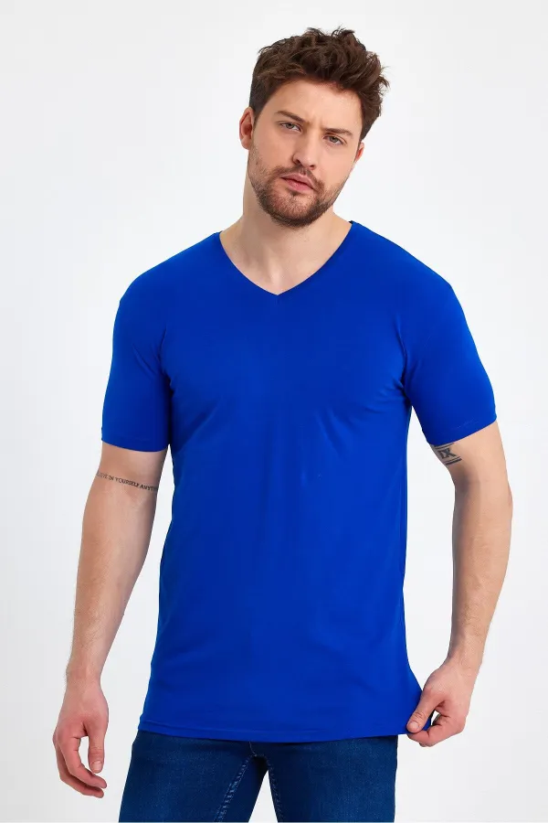 Men's V-Neck Basic Red T-Shirt