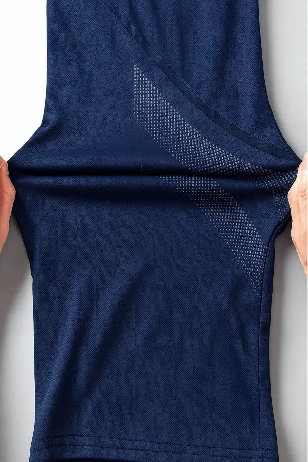 T-shirt de sport pour homme, T-shirt d'entraînement en polyester pour homme, T-shirt rayé