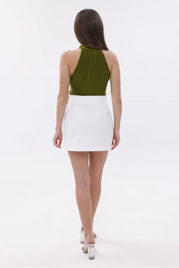 FundacshoosesXGenius Women's Darted Skirt, Non-See-Through Laminated Women's Skirt WOMEN'S SKIRT