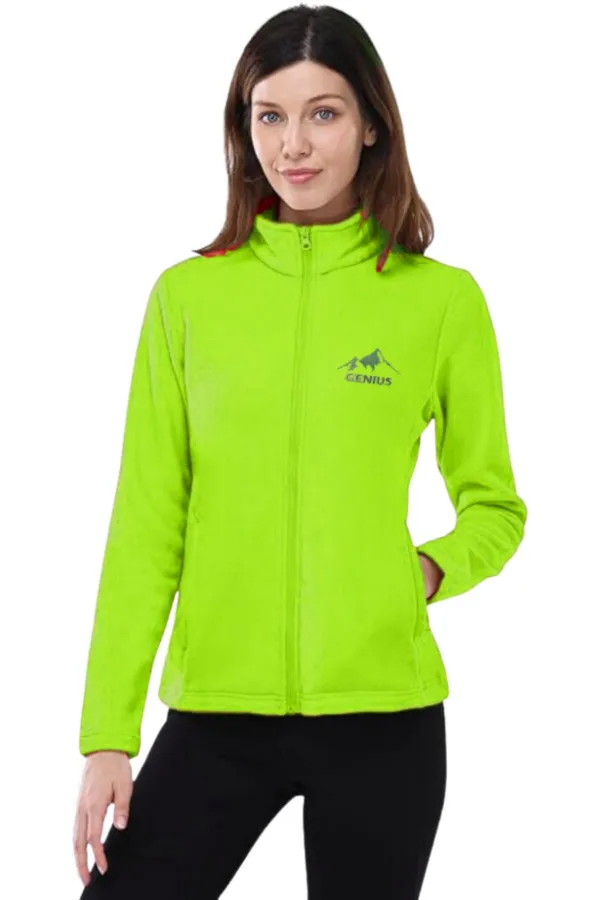 Women's Full Zipper Thick Outdoor Fleece Jacket COLORFUL-FULL