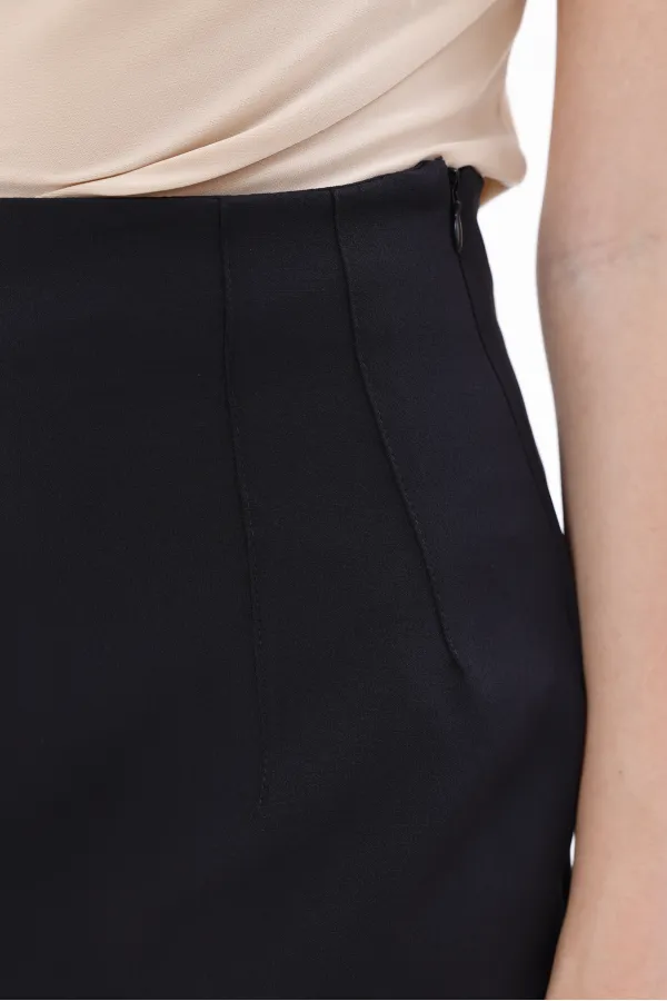 FundacshoosesXGenius Women's Darted Skirt, Non-See-Through Laminated Women's Skirt WOMEN'S SKIRT