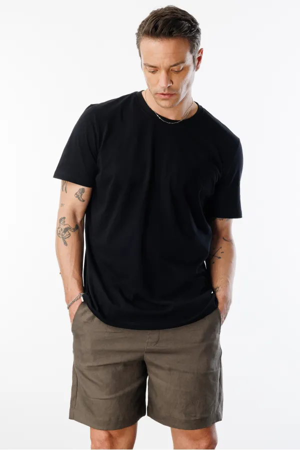 T-shirt homme 100 % coton, coupe classique, col rond, basique, BASIC-T-SHIRT1