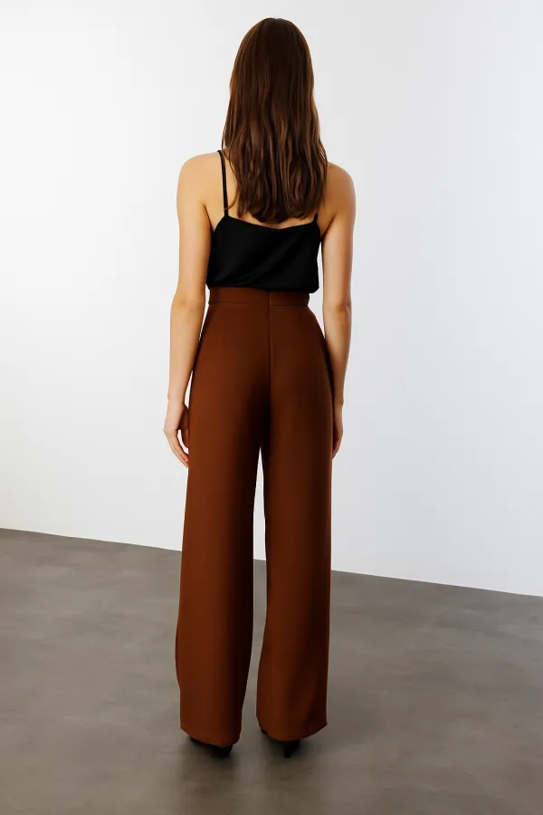 Kadın Pileli Kumaş yüksek bel Palazzo Pantolon PANTOLON-002