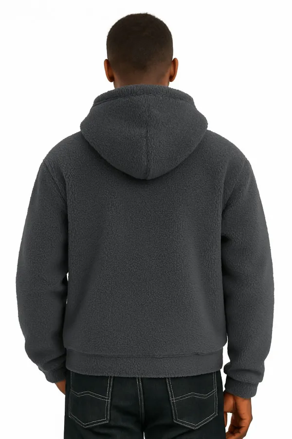 Sweat à capuche en polaire sherpa doublé en peau d'agneau pour homme Genius Store SHERPA-KAP
