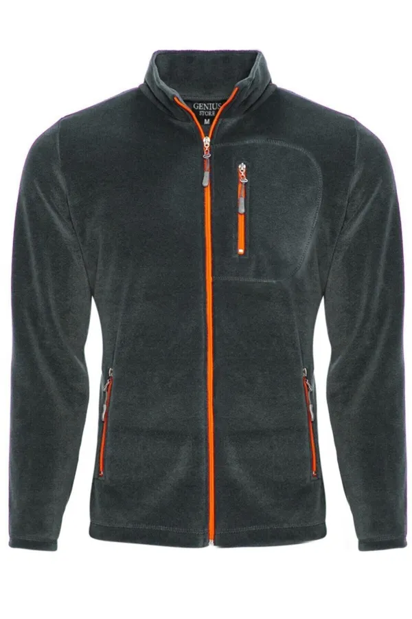 Genius Store Men's Full Zip 3-Pocket Outdoor Fleece Jacket Tactical Fleece POLAR-GNS