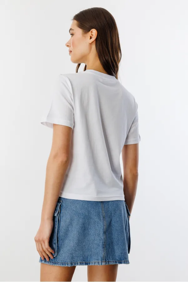 T-shirt court à manches courtes et col rond en coton biologique imprimé cocktail pour femme COCKTAIL-T-SHIRT