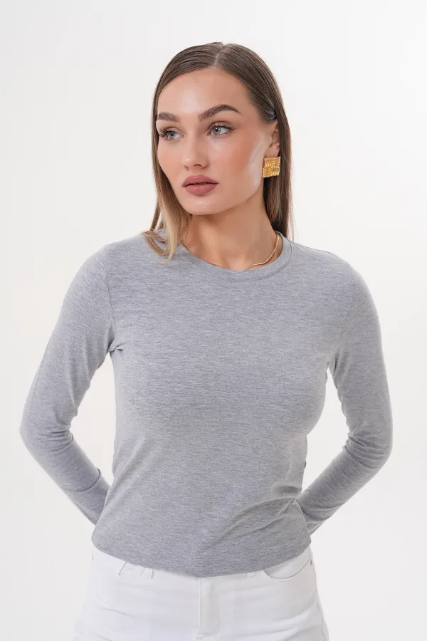 Uzun Kollu Kısa Kadın Bluz Long Fitted UZUNKOL-BLUZ