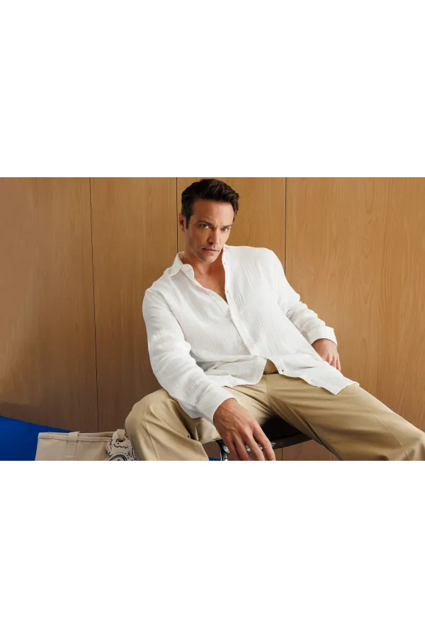 Chemise en mousseline basique oversize pour homme