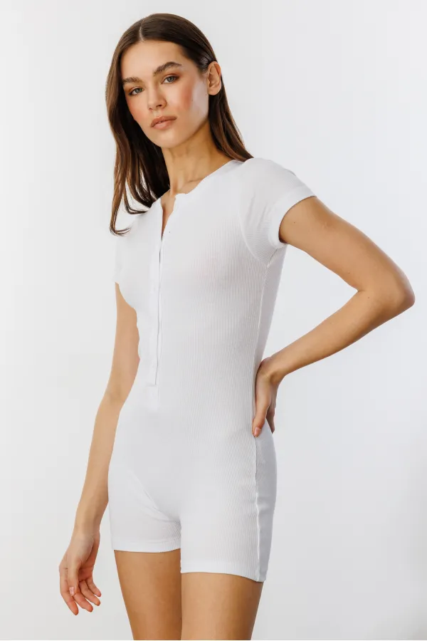 Fitilli Kısa Kollu Kısa Tulum Short Romper KISAKOL-TULUM