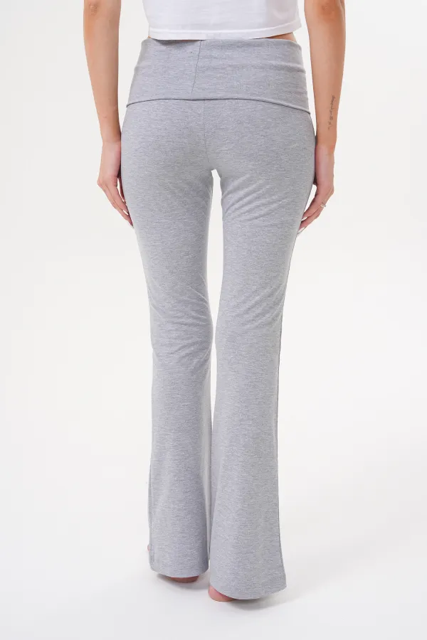 Kadın Pantolon İspanyol Paça Jarse Pamuklu Pantolon YÜKSEK-BEL-PANTOLON