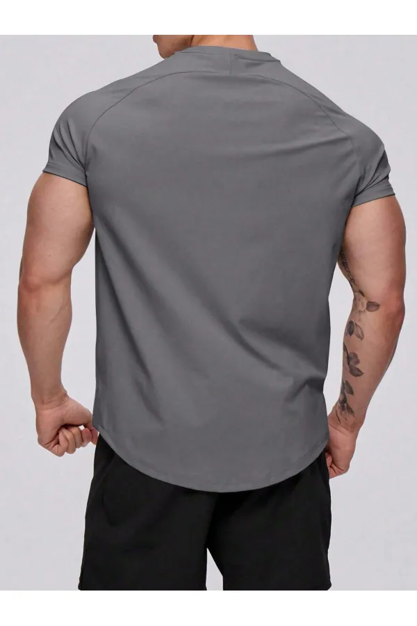 Erkek Spor Tişört Running Sports Gym Reglan Oval Kesim Penye T-shirt OVALT-SHİRT