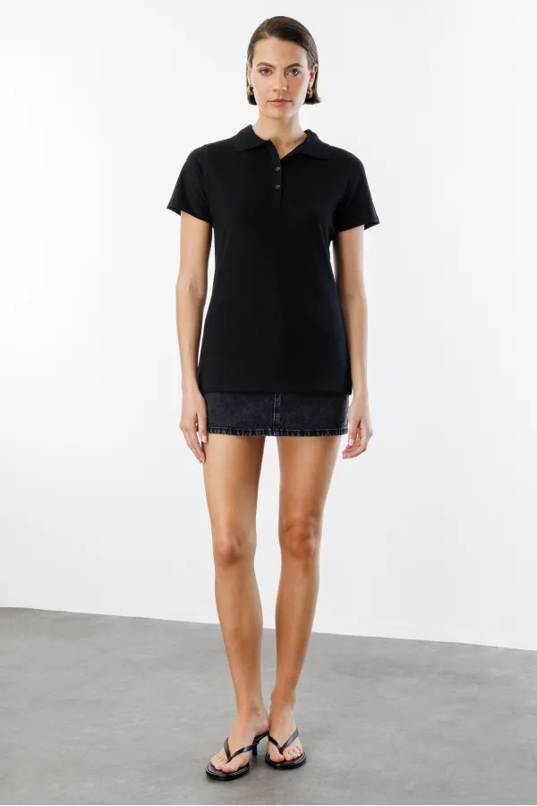 Women's Basic Polo Shirt WOMEN'S-POLO COLLAR