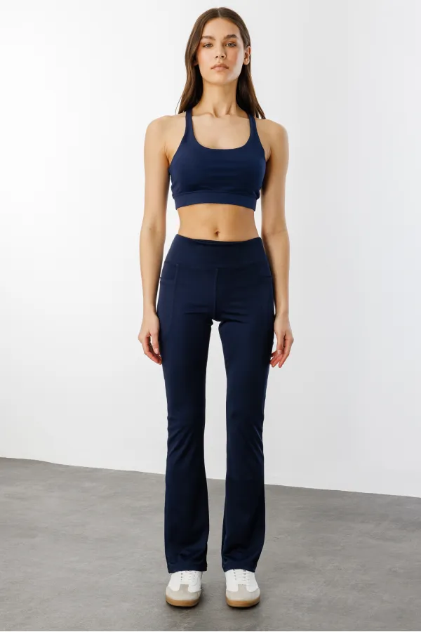 Kadın Yüksek Bel Toparlayıcı Çift Cepli Ispanyol Paça Tayt İSPANYOLPAÇA-TAYT