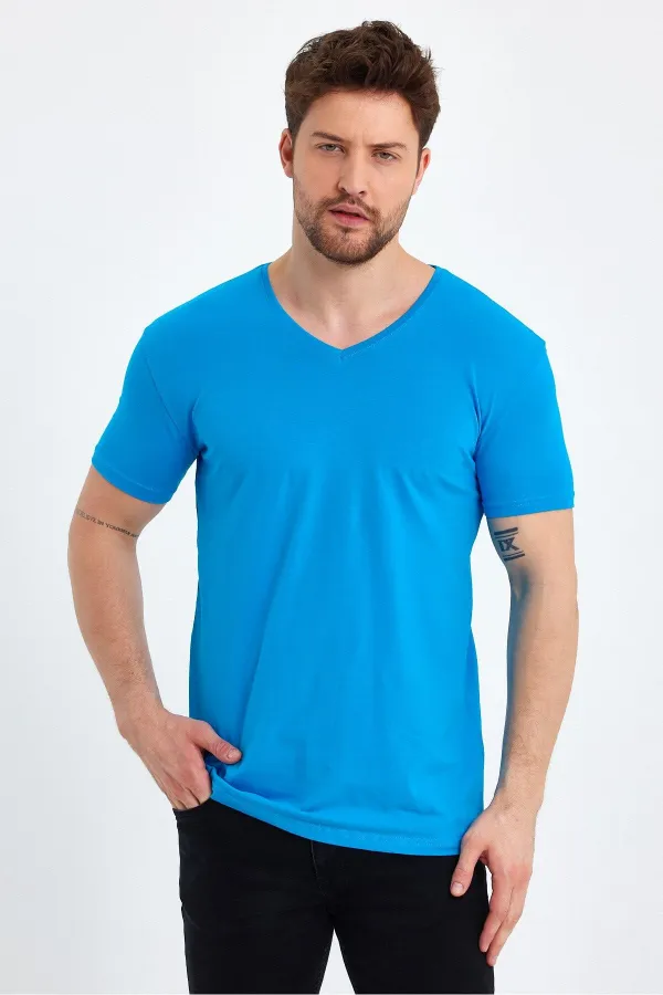 Men's V-Neck Basic Red T-Shirt