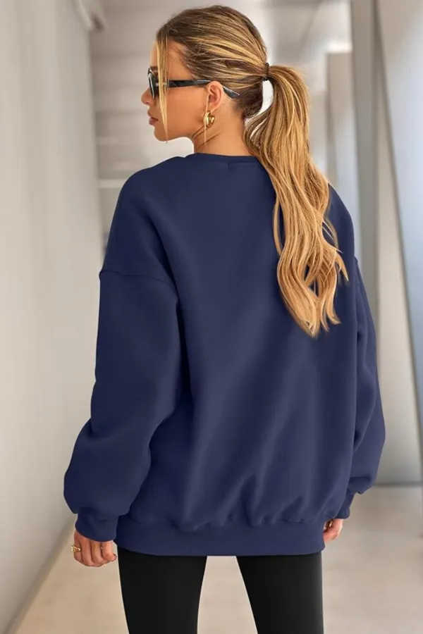Sweat-shirt oversize pour femme Genius Store, coupe ample, doublure brossée, col rond.