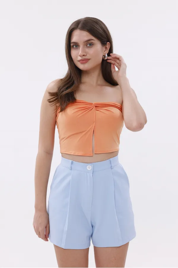 FundaChoosesXGenius Kadın Pileli Şort İç Göstermez Lamineli Kadın Şort PİLELİ-ŞORT