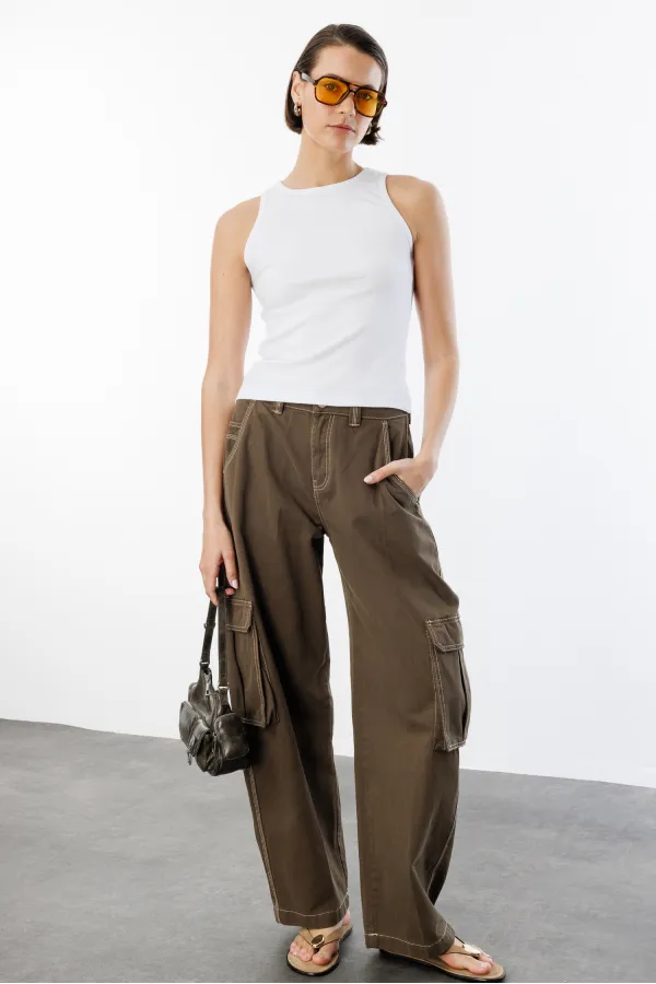 Débardeur basique pour femme à bretelles larges et aspect côtelé ATLET2