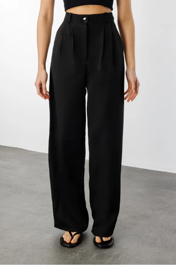 Women's Pleated Fabric High Waist Palazzo Trousers PANTS-002