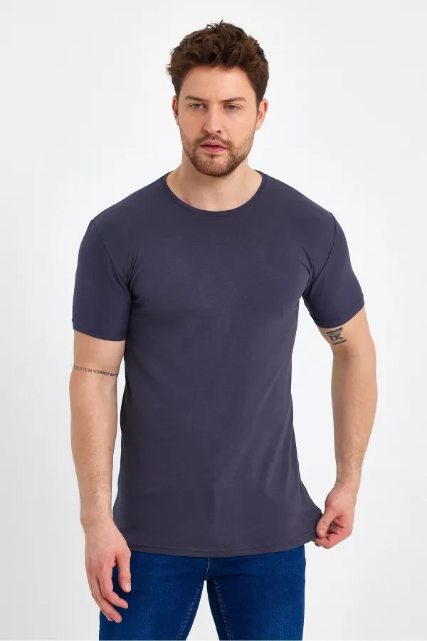 Men's Crew Neck Basic Dark Gray T-Shirt