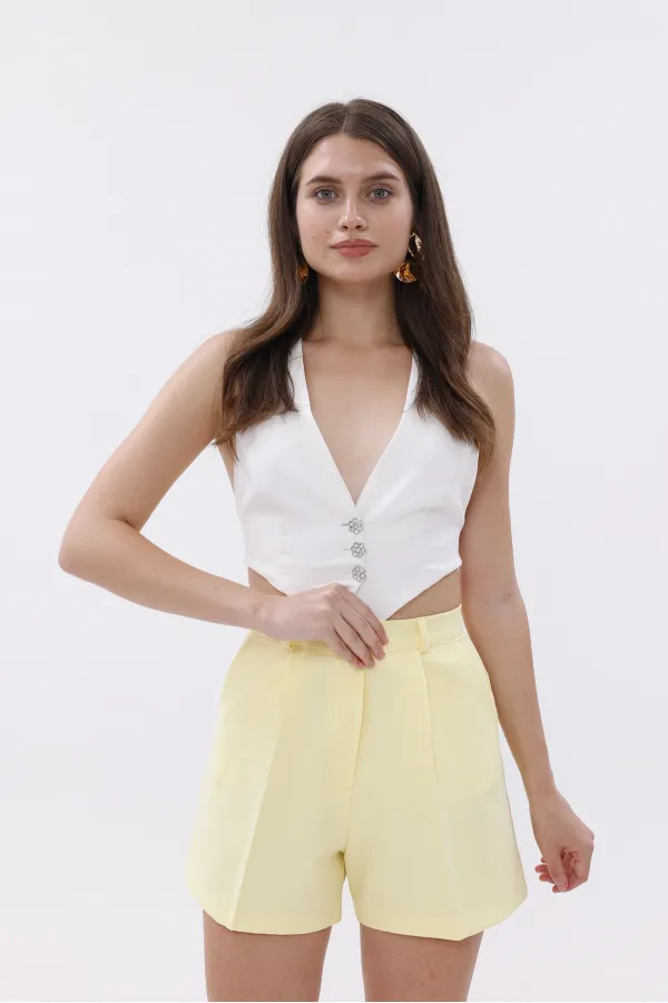 FundaChoosesXGenius Kadın Pileli Şort İç Göstermez Lamineli Kadın Şort PİLELİ-ŞORT