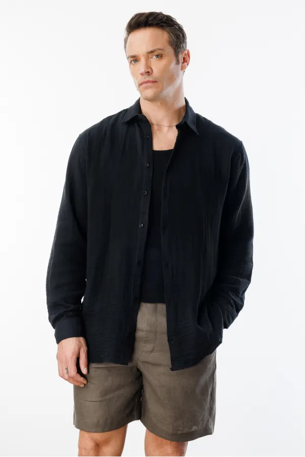 Oversize Basic Erkek Müslin Gömlek ERKEK-MÜSLİN-GÖMLEK