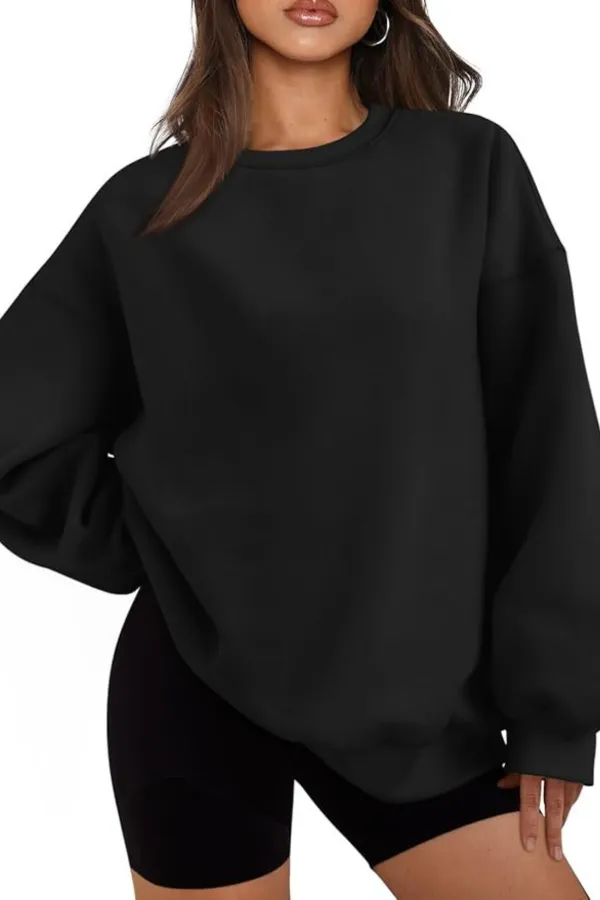 Sweat-shirt oversize pour femme Genius Store, coupe ample, doublure brossée, col rond.