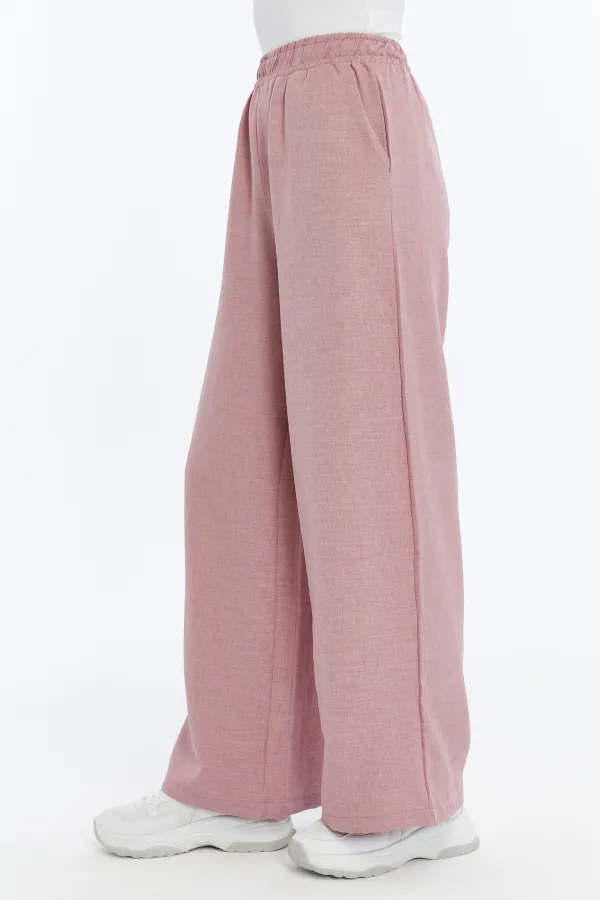 Pantalon pour femme, mélange de lin, taille élastique, tissu infroissable, LINEN-TROUSERS