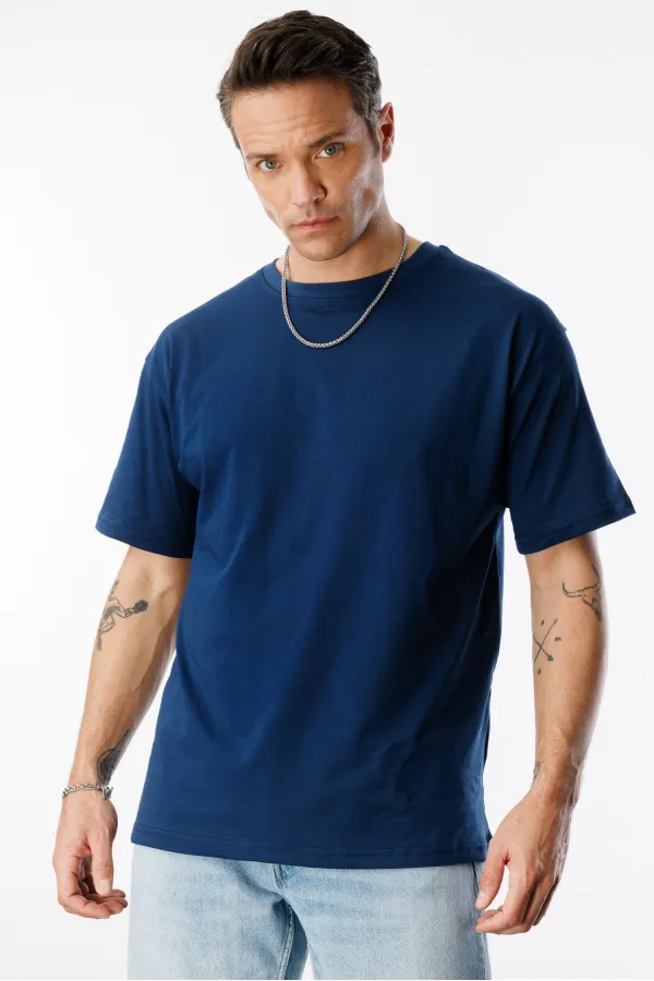 T-shirt homme coupe oversize, col rond, 100 % coton bio