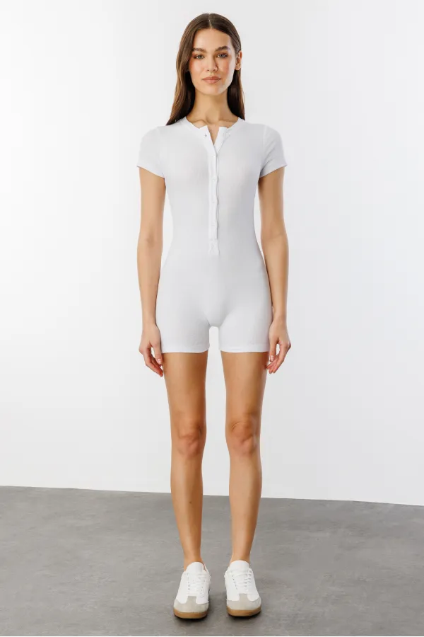 Fitilli Kısa Kollu Kısa Tulum Short Romper KISAKOL-TULUM